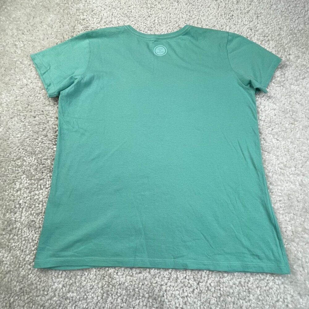 Life Is Good V-Neck Crusher Tee Black Dog Days In Chair Mint Green Womens Large - Picture 2 of 7